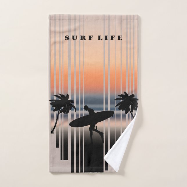Surfer Walking Into Beach At Sunset | Surf Life   Hand Towel (Hand Towel)