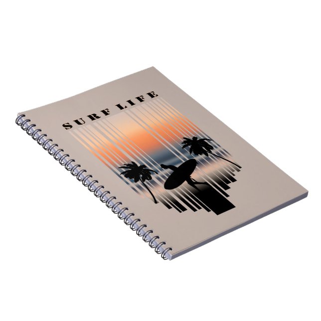 Surfer Walking Into Beach At Sunset | Surf Life Notebook (Right Side)