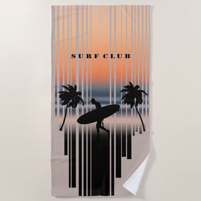 Surfer Walking Into Beach At Sunset | Surf Life  Towel (Front)