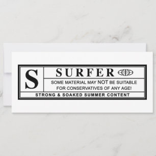 surfer warning label invitation