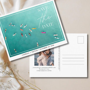Surfer Wedding Blue Ocean Save the Date Postcard
