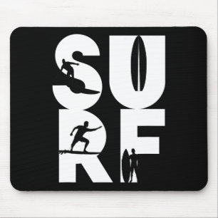 Surfer With Surfboards In Surf Wave Rider And Idea Mouse Mat
