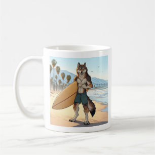 Surfer Wolf Coffee Mug