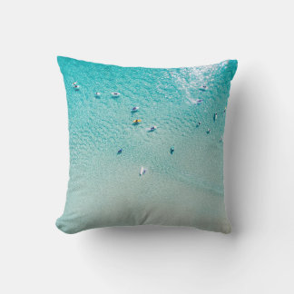 Surfers aerial view, clear ocean. cushion
