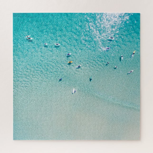 Surfers aerial view, clear ocean. jigsaw puzzle (Vertical)