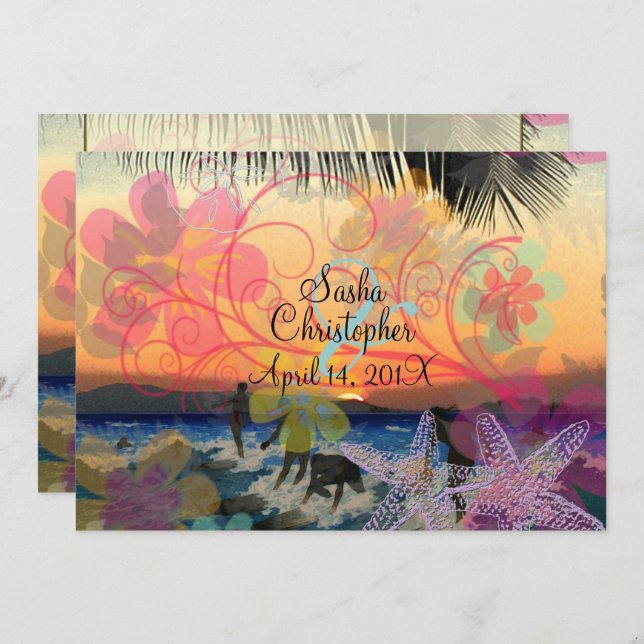 SURFERS AT SUNSET/HAWAII/DIY INVIATIONS INVITATION (Front/Back)