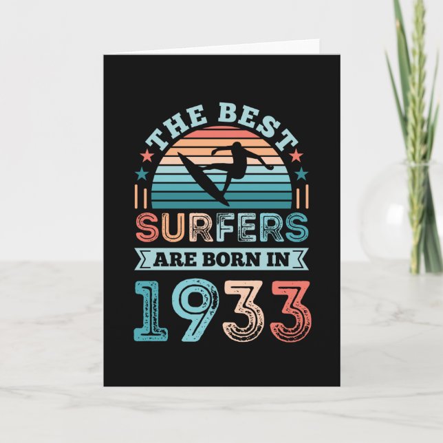 Surfers born 1933 90th Birthday surfing Gift Card (Front)