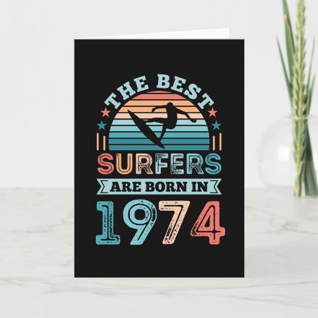 Surfers born 1974 50th Birthday surfing Gift Card (Front)