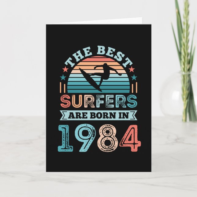 Surfers born 1984 40th Birthday surfing Gift Card (Front)