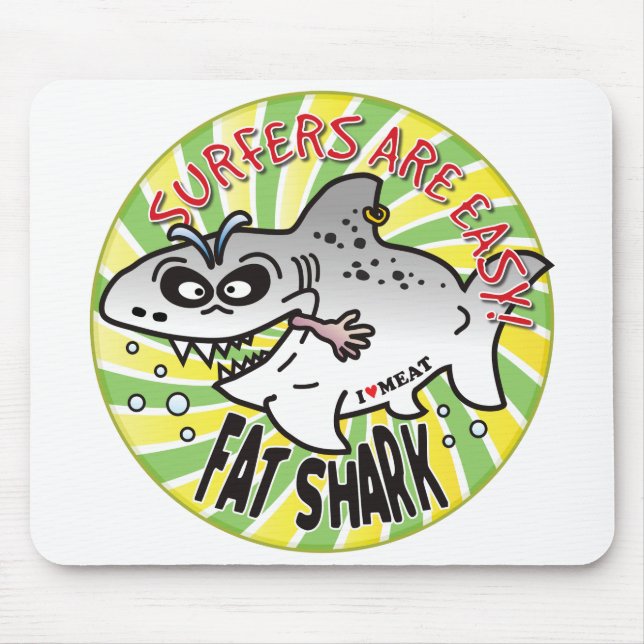 Surfers Easy Fat Shark Mouse Mat (Front)
