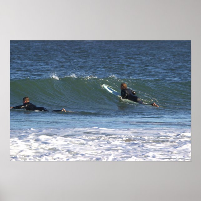 Surfers in a Wave Poster (Front)
