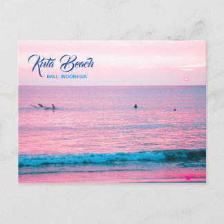 Surfers in Kuta Beach, Bali, Indonesia Announcement Postcard