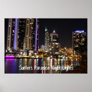 Surfers Paradise Night Lights Poster