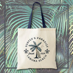 Surfer's Paradise  Tote Bag<br><div class="desc">Blue Surfer's Paradise 2024. Laguna Beach Summer. Surf Board & Palm Tree with Turtles.</div>