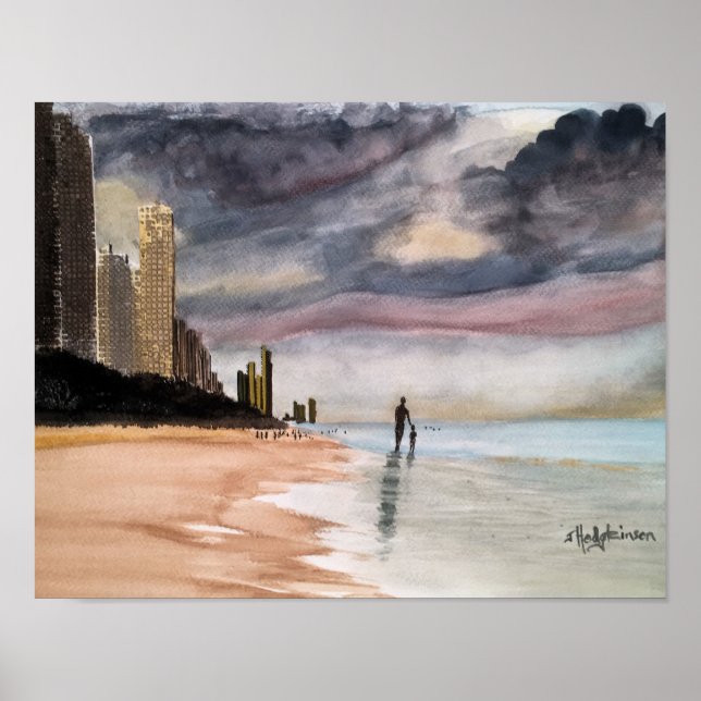 SURFERS PARADISE  WATERCOLOR POSTER (Front)