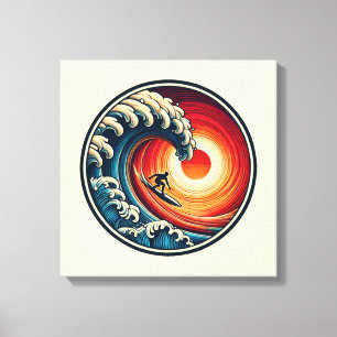 Surfer's Sunset Wave Canvas Print