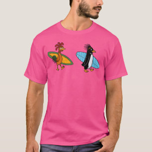 Surfers Up Chicken Joe and Cody Maverick Surf Art T-Shirt