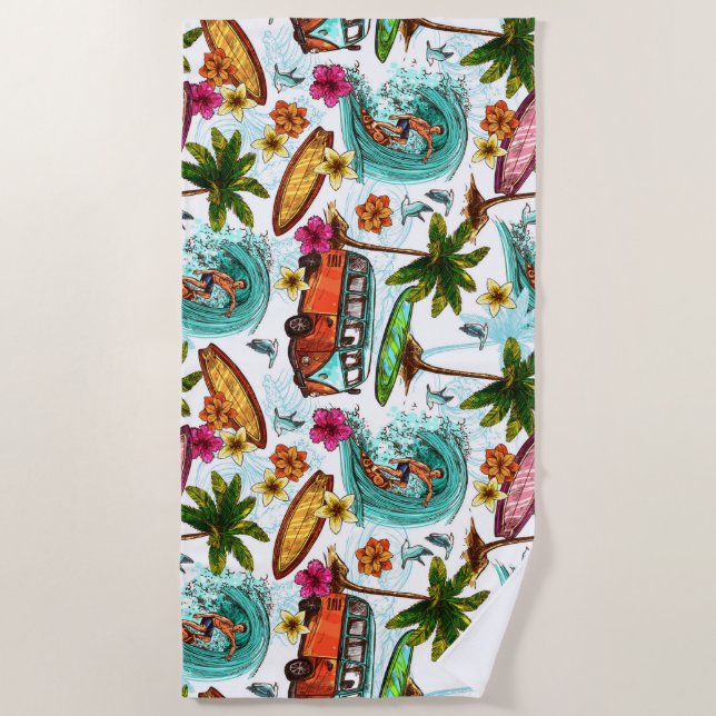 Surfers Wave Paradise Beach Towel (Front)