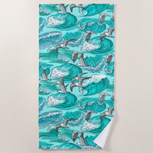 Surfers Wave Paradise & Seagulls Beach Towel
