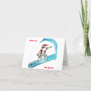 Surfin Santa Folded Holiday Card