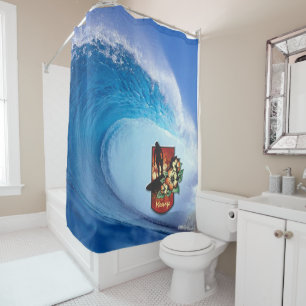 Surfing 3 shower curtain