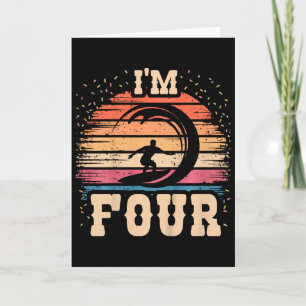 Surfing 4 Year Old Birthday Boy Girl 4th Surfboard Card