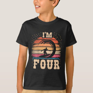 Surfing 4 Year Old Birthday Boy Girl 4th Surfboard T-Shirt