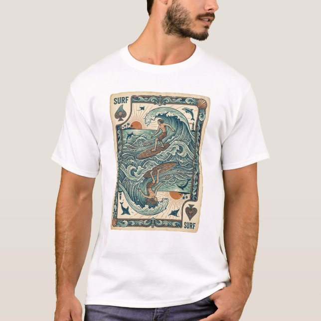 surfing ace playing card style design T-Shirt (Front)