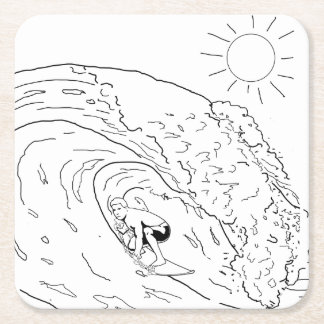 Surfing Adult Colouring Paper Coaster