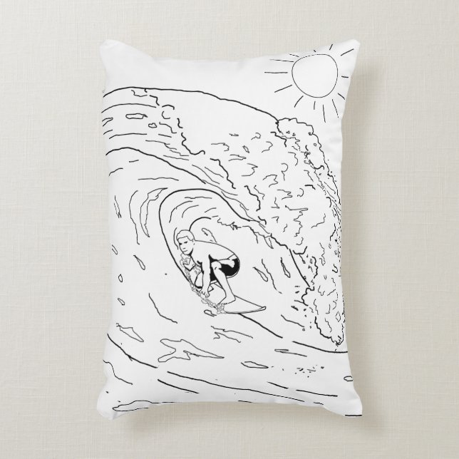 Surfing Adult Colouring Pillow (Front(Vertical))