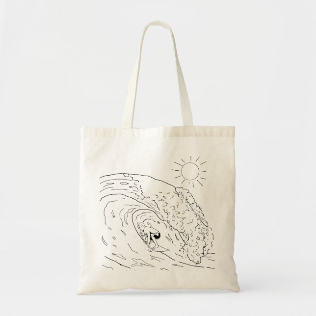 Surfing Adult Colouring Tote Bag (Front)
