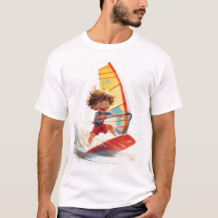 Surfing Adventure Cartoon of a Happy Kid T-Shirt