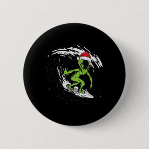 Surfing Alien Christmas In July Beach Summer Vacat 6 Cm Round Badge