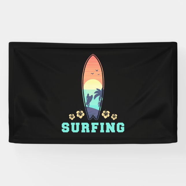 Surfing And Flower Banner (Horizontal)