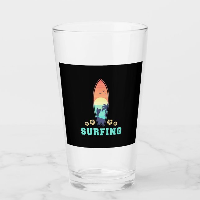Surfing And Flower Glass (Front)