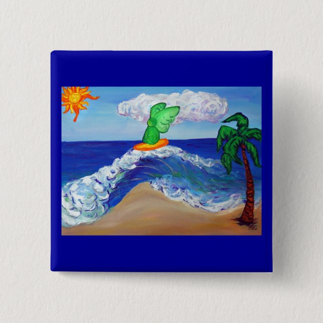 Surfing Angel Raphael Button (Front)