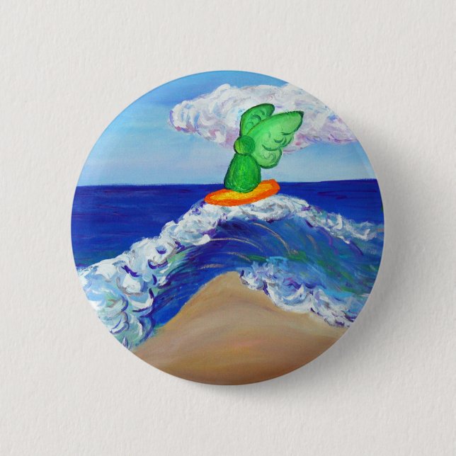 Surfing Angel Raphael Button (Front)