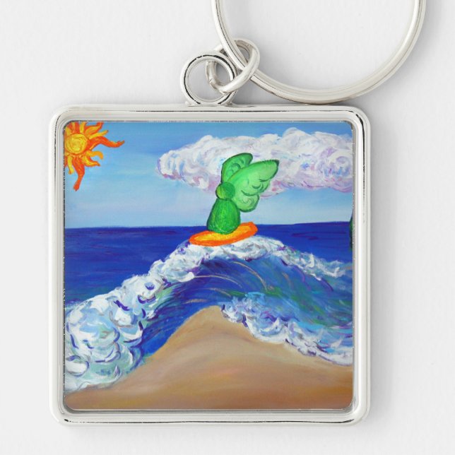 Surfing Angel Raphael Keychain (Front)