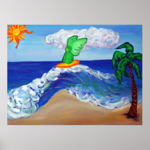 Surfing Angel Raphael Riding Healing Waves Poster