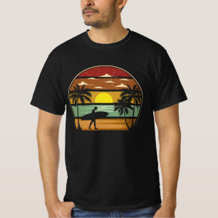 Surfing Apparel Surf Vintage Sunset Beach Palm Tre T-Shirt