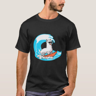 Surfing Art Llama Alpaca Surfer Surfboard T-Shirt