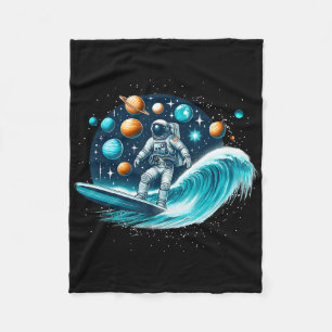 Surfing Astronaut Moon Space Shirt Galaxy Shirt Sp Fleece Blanket