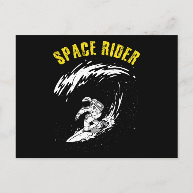 Surfing Astronaut Space Rider Postcard (Front)