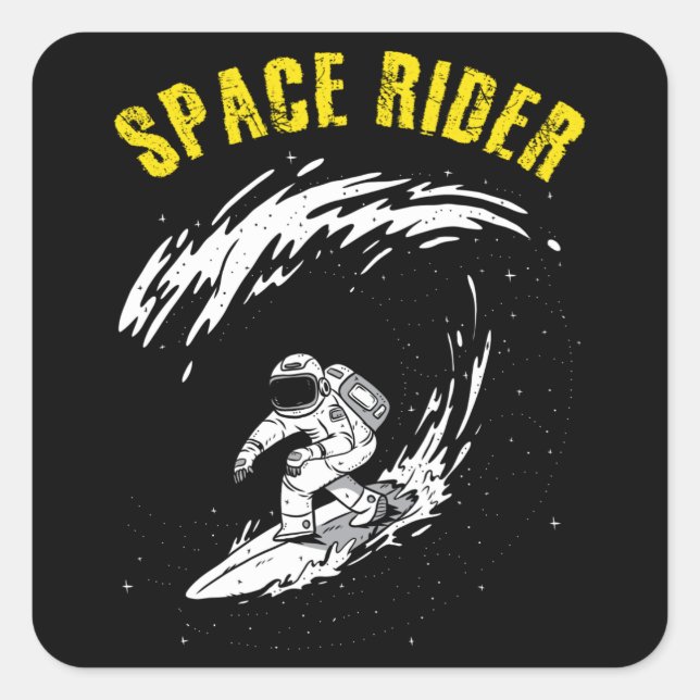 Surfing Astronaut Space Rider Square Sticker (Front)