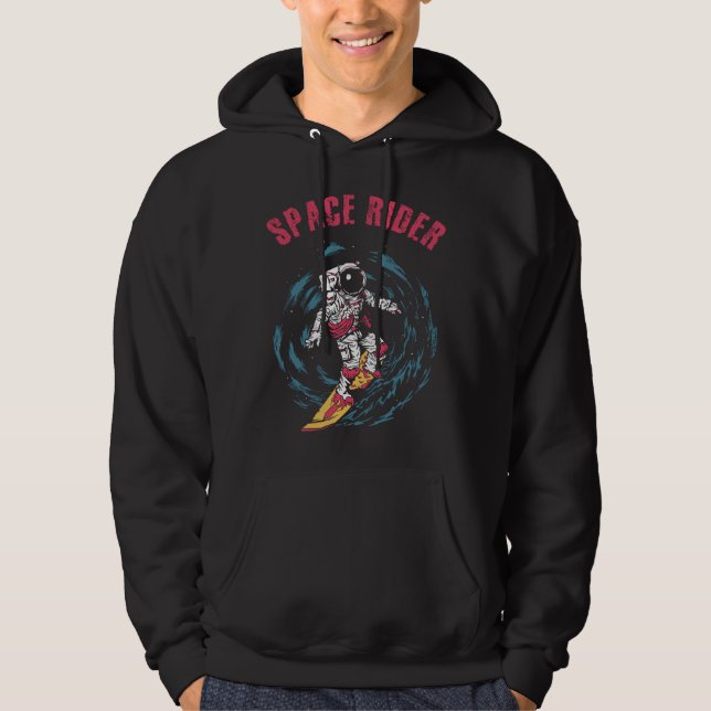 Surfing Astronaut Space Rider Surfer Hoodie (Front)