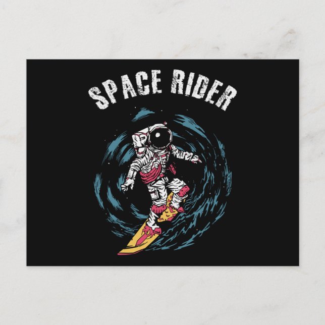 Surfing Astronaut Space Rider Surfer Postcard (Front)