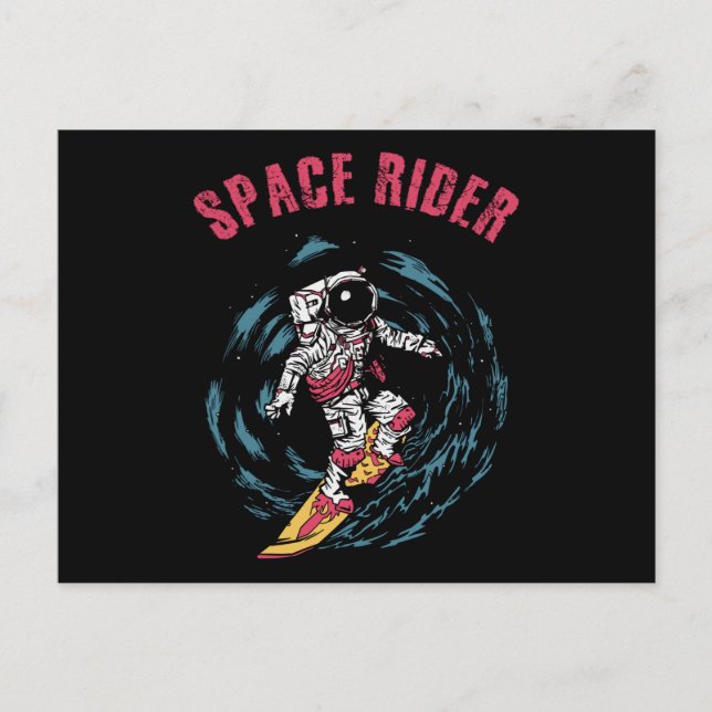 Surfing Astronaut Space Rider Surfer Postcard (Front)