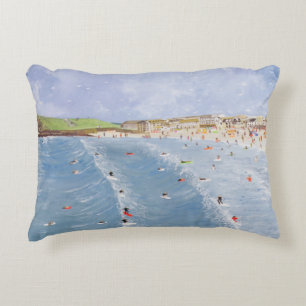 Surfing at Porthmeor Decorative Cushion
