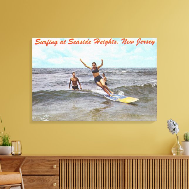 Surfing at Seaside Heights, New Jersey Canvas Print (Insitu(LivingRoom))