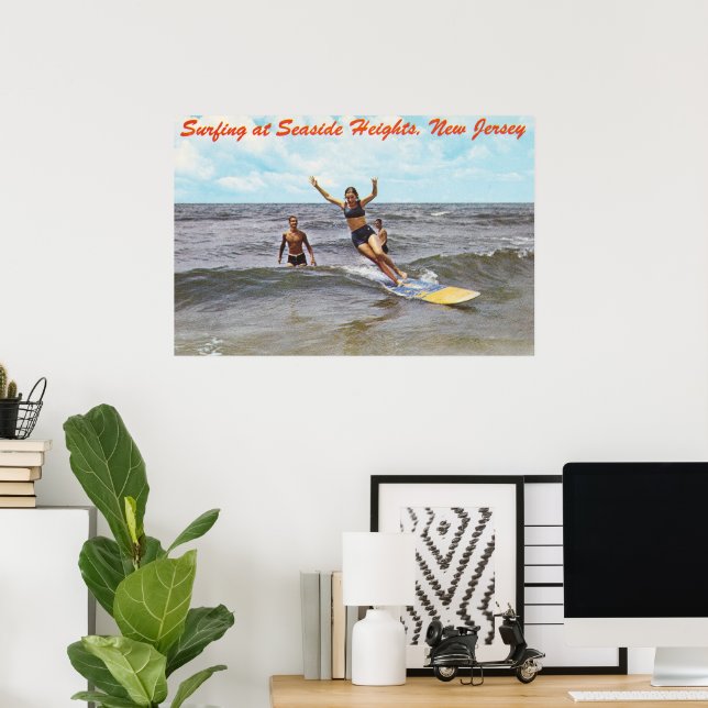 Surfing at Seaside Heights, New Jersey Poster (Home Office)